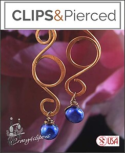 Swirled Copper and Pearl Clip On Earrings: Ethereal Simplicity