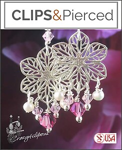 Spring Floral Filigree Swarovski Crystals Clip Earrings
