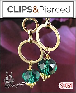 Simple yet Elegant: Emerald Green Hoop Clip Earrings