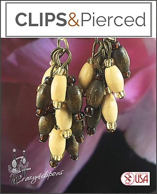 Light Wood Cluster Clip Earrings for Effortless Style
