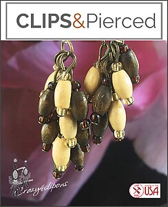 Light Wood Cluster Clip Earrings for Effortless Style