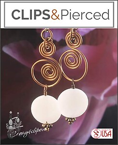 Copper & Mother of Pearl Swing Clips Earrings
