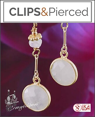 Moonstone Clip Earrings in 14K Gold Fill