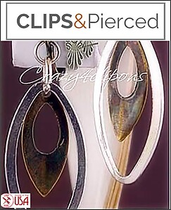 Sterling Silver Hoops w/ Antique Brass Clip Earrings