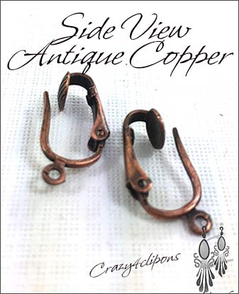 Clip Earrings Findings: Antique Copper Pierced-Like Clips
