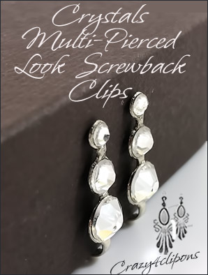 Crystal Multi-Pierced Look-Like Clip Findings