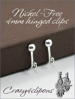Clip Earrings Findings: 4mm Nickel-Free Hinged Parts