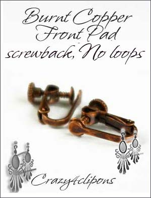 Clip Earrings Findings: Burnt Copper w/ screw backs