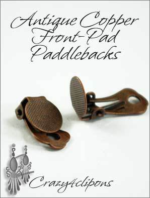 Clip Earrings Findings: Copper Front Pad Paddle-Back Parts