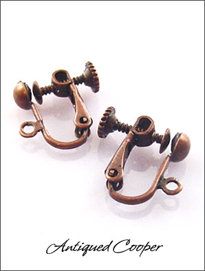Clip Earrings Findings: Antiqued Copper Screw Back