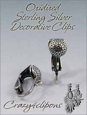 Clip Earrings Findings: Oxidized Sterling Silver