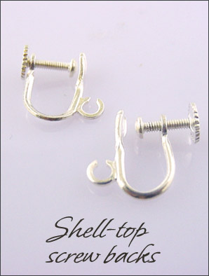 Clip Earrings Findings: Silver/Gold Top Shell Screw backs