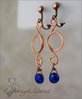 Copper Swirls with Pearl Clip Earrings