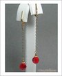 Drop Gold & Red Clip On Earrings