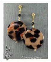 Clip Earrings w/ Leopard Discs