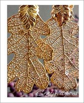 Lacey Oak 24k Gold Dipped Leaves Clip Earrings