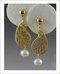 Golden Paisley & Pearl Clip Earrings