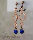 Copper Swirls with Pearl Clip Earrings