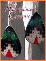 Handpainted ceramic Ethnic teardrop earrings