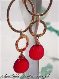 Gold filled Chalcedoney bold clip earrings