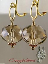 Champagne crystal clip on earrings, avail as pierced too