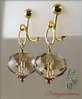 Champagne crystal clip on earrings, avail as pierced too