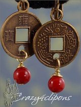 Lucky Chinese coins - Pierced & Clip Earrings