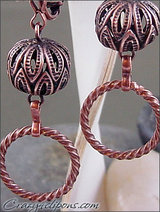 Copper Dangling hoop clipon earrings