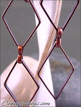 Copper Diamond shaped clip earrings
