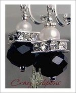 Clip On Earrings: Black Crystals