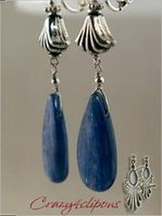 Kyanite and Silver Clip On Earrings