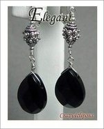 Black Onyx & Sterling Silver Clip On Earrings