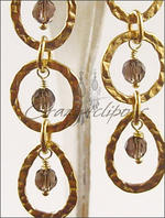 Gold filled smokey quartz dangling clip earrings
