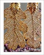 Clip On Earrings: Lacey Oak 24k Gold Dipped Leaves
