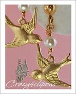 Clip On Earrings: Small Swallow Birds