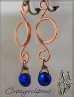 Copper Swirls with Pearl Clip Earrings