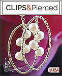 Large Textured Sterling Silver Hoops with Pearls