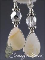 White Quartz teardrop clip earrings