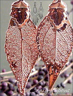Real Evergreen Leaf cooper dipped clip earrings