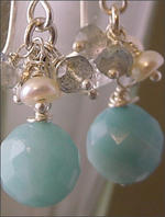 amazonite labradorite pearl small clip earrings