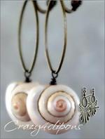 Unique Brass and Shell Pierced and Clip Earrings