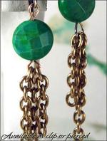eclectic Brass and Turquoise clip earrings 