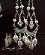 Bridal chandelier long clip earrings
