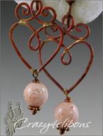 Rustic Copper Hearts- Pierced & Non-pierced Earrings