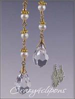 Dangling Pearl and Crystal - Pierced & Clip Earrings