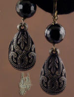 Rich and Light  onyx lucite clip earrings
