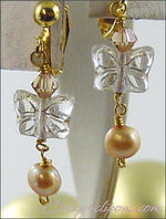 Dangling butterfly & pearl earrings for kids