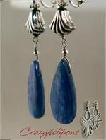 Kyanite and Silver Clip On Earrings