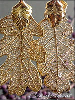 Lacey Oak 24K gold dipped leaf clip earrings