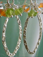 Sterling Marquee with gemstones clip earrings